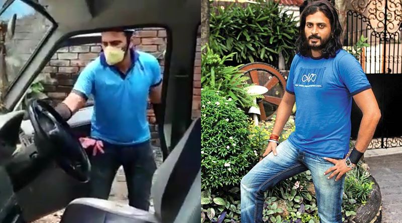 Actor Nigel Akkara sanitized vehicle of police and emergency service