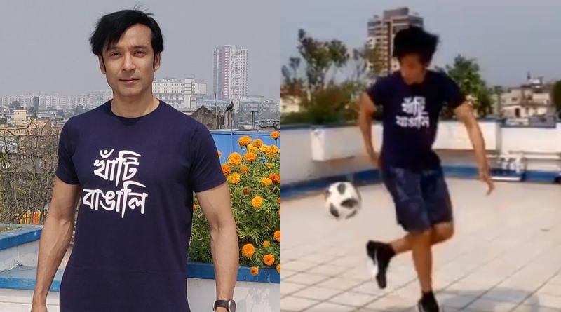 Tota Roy Chowdhuti plays football during lockdown