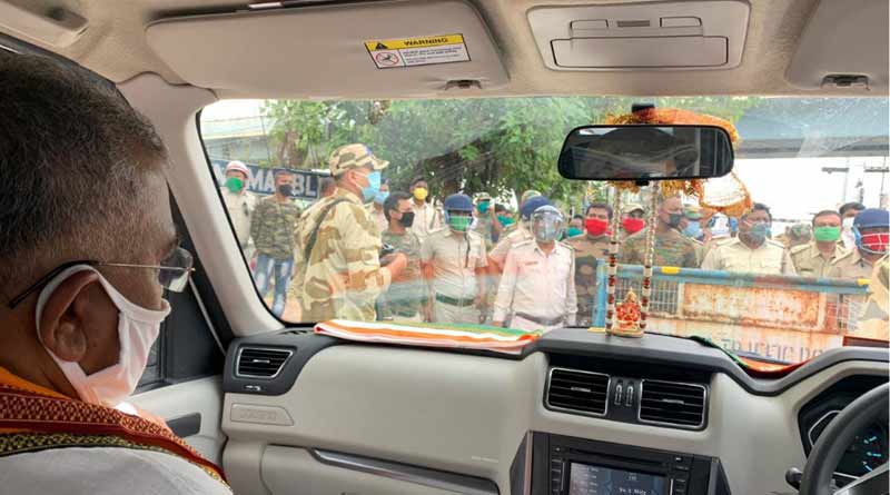 Dilip Ghosh stopped near Garia by police on the way to visit Amphan effected areas