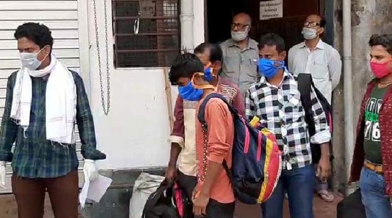 Some people agitates in front of a bakery factory in Durgapur