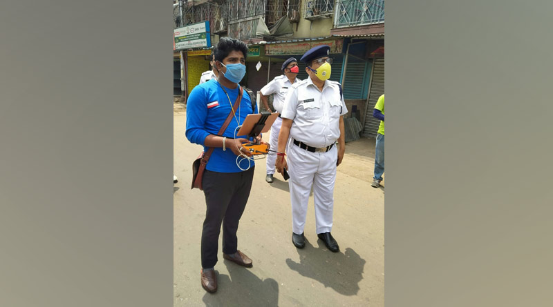 Howrah police looking over the situation using drone