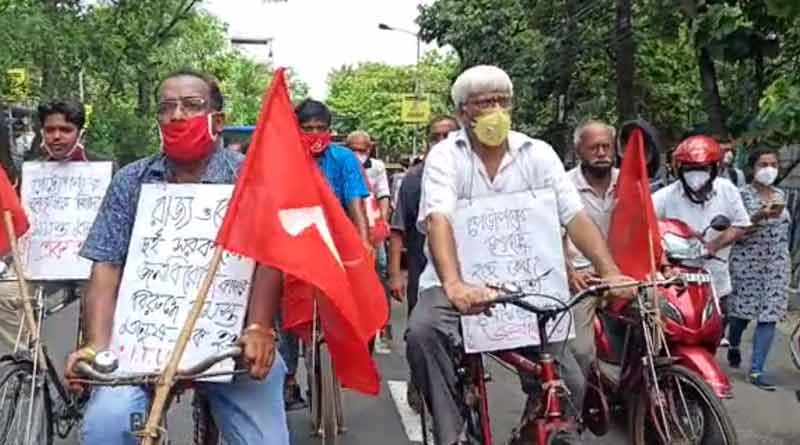 Sujan Chakraborty organised a cycle rally in Jadavpur