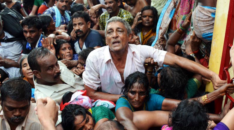 Women Stampede after crowd gathered at BDO office in Kultali