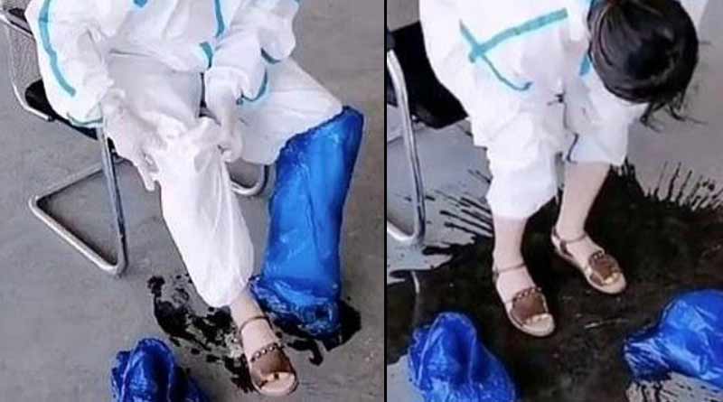 After removal PPE Kit 'buckets of sweat' gushing out