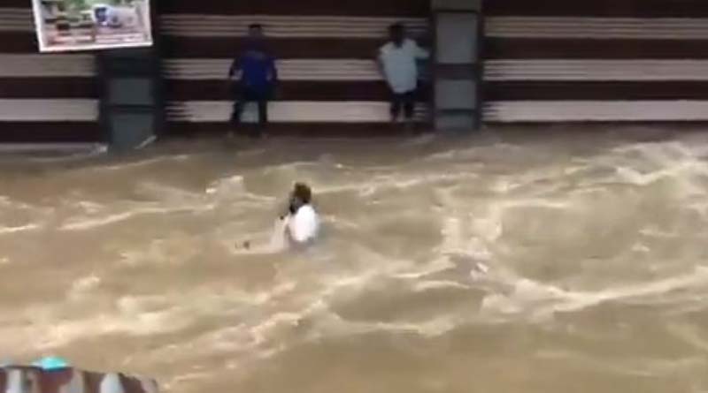 Man washed away as witnesses shout for help in Hyderabad| Sangbad Pratidin