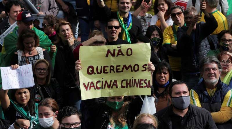 Protests in Sao Paulo, Brazil against Chinese covid vaccineProtests in Sao Paulo, Brazil against Chinese covid vaccine| Sangbad Pratidin