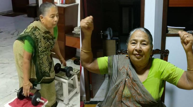 82-year-old grandmother, who is keeping herself fit by lifting weights, video goes viral | Sangbad Pratidin