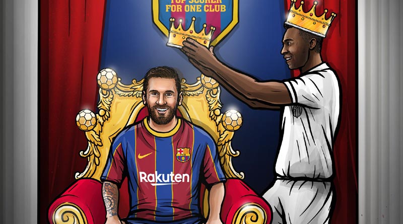 Lionel Messi has equalled Pele's record for most goal for a single club |Sangbad Pratidin