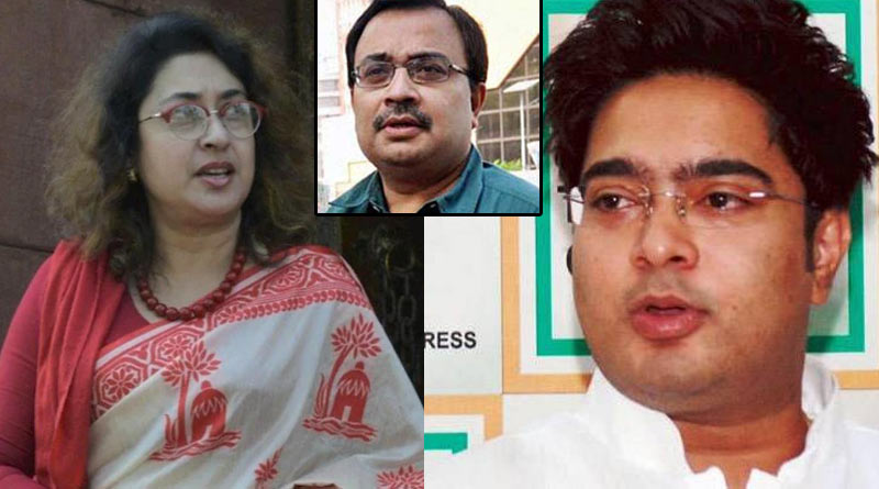 TMC MP Satabdi Roy meets Abhishek Banerjee with Kunal Ghosh on Friday evening| Sangbad Pratidin