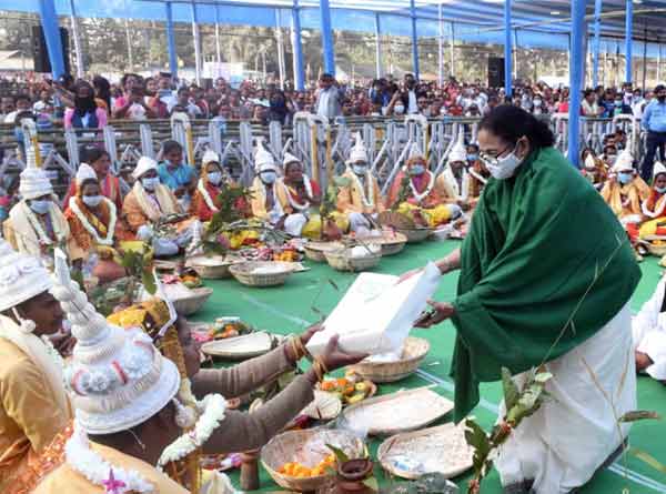 Mamata Banerjee dances during a mass marriage ceremony