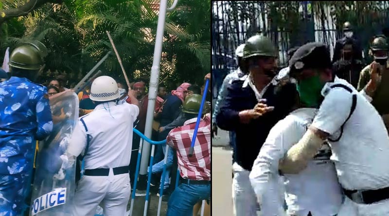 Clash between police and protesters in Nabanna Abhiyaan by Left students, youth federation, many injured |SangbadPratidin