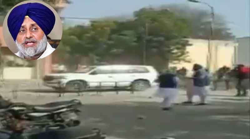 Sukhbir Badal's vehicle attacked by 'Congress goons' in Jalalabad | Sangbad Pratidin