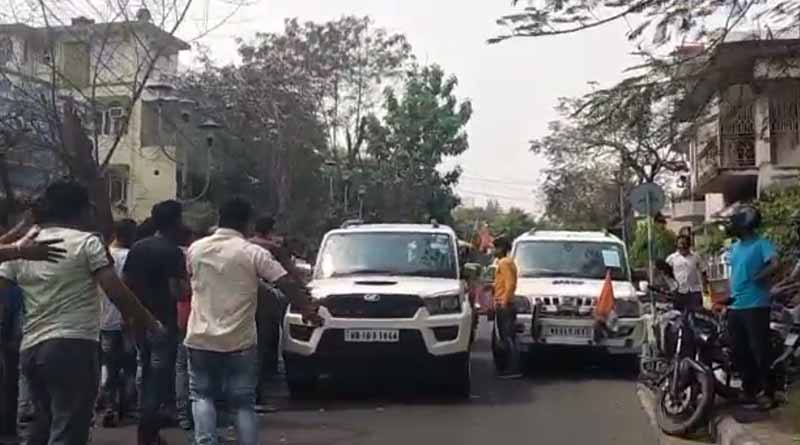 WB elections 2021: Tension between TMC-BJP supporters at Saltlake on the way to submision of nominationm । Sangbad Pratidin