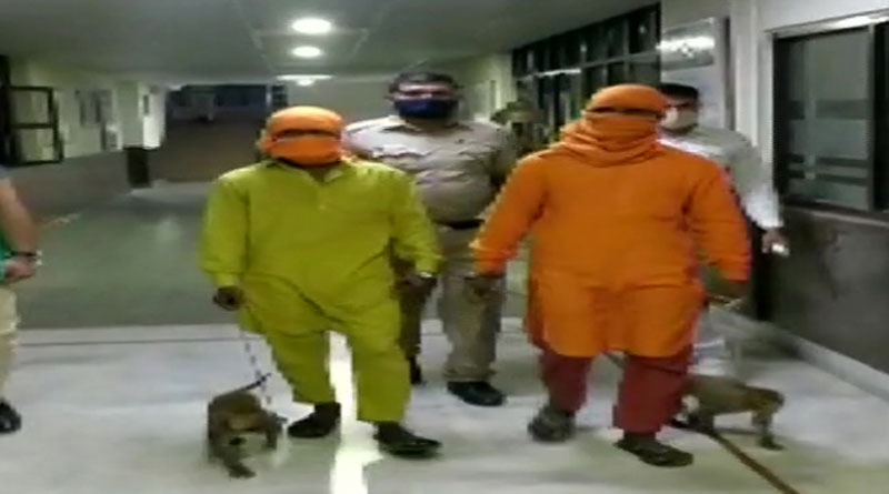Two Delhi men arrested for allegedly robbing people using two monkeys । Sangbad Pratidin