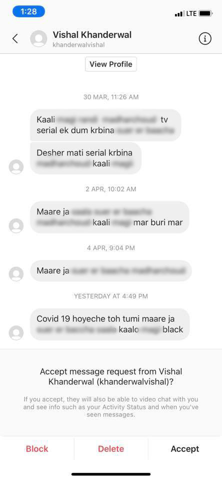 Bengali TV Actress Shruti Das slams a hater on Facebook 