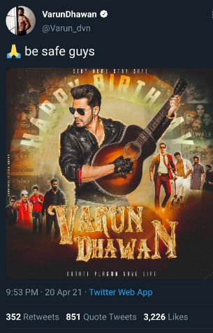 Pre Birth Day Post of Varun Dhawan