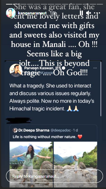 Instagram story of Kangana Ranaut