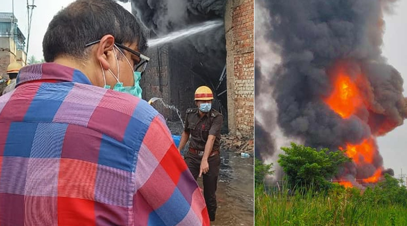 Fire in Maheshtala is still not under control, Minister Sujit Basu visited spot | Sangbad Pratidin