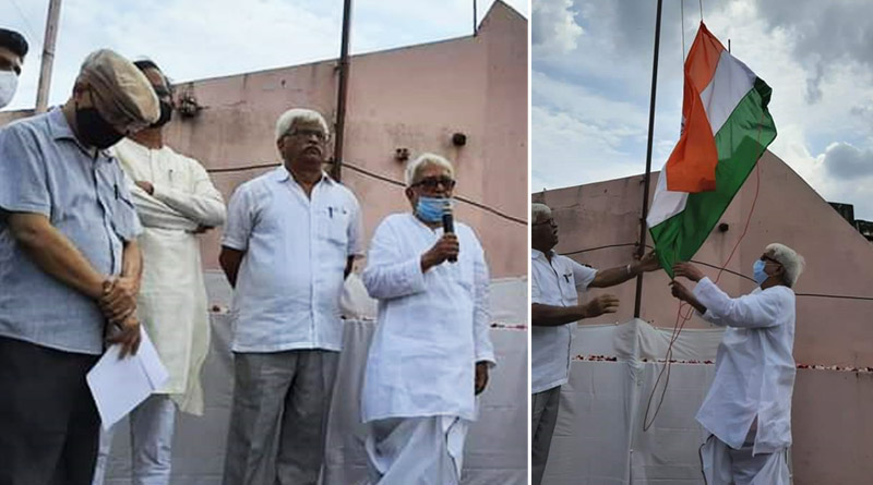 CPIM made mistake while hoisting the National Flag at Alimuddin on Independence Day | Sangbad Pratidin