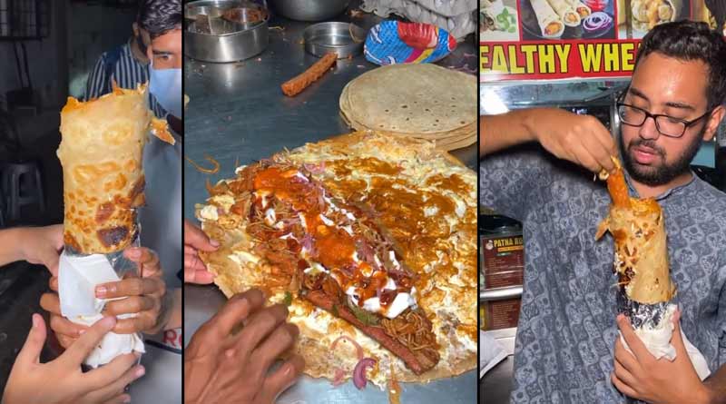 Two feet long egg chicken roll is now viral in social media । Sangbad Pratidin