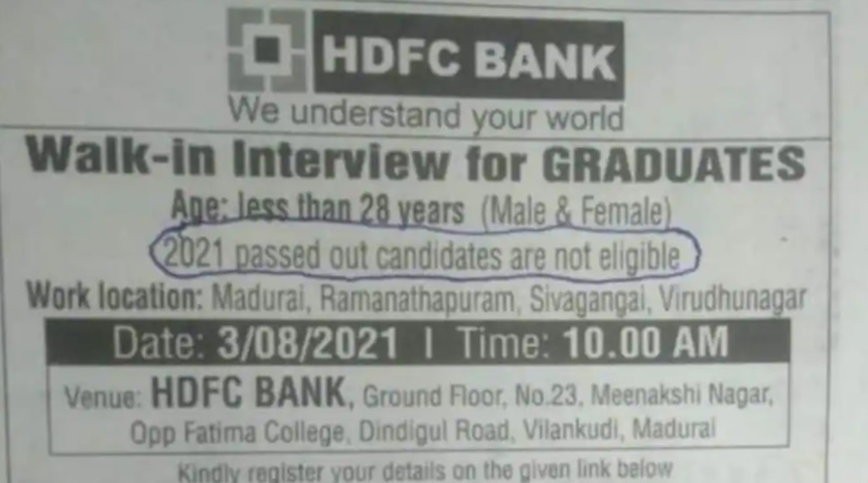 Bank issues clarification after their ‘2021 batch students not eligible’ job advert goes viral | Sangbad Pratidin