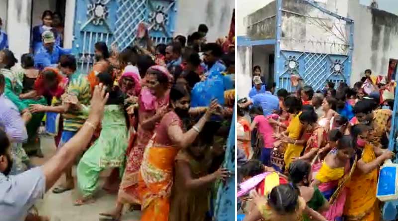 Stampede at Malda as crowed storm 'Lakshmir Bhandar' form distribution centre | Sangbad Pratidin