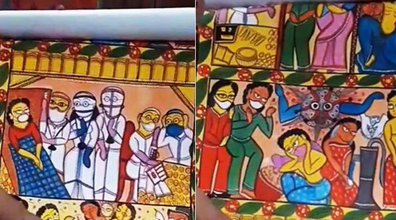 Coronavirus: Paschim Medinipur Pattachitra Artist sales painting of corona vaccine | Sangbad Pratidin
