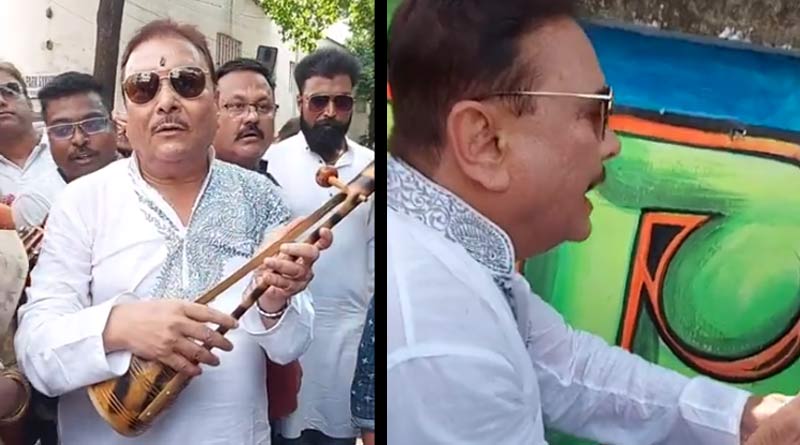 WB By elections: Madan Mitra starts campaign at Bhabanipur for Mamata Banerjee by singing folk song and wall painting | Sangbad Pratidin