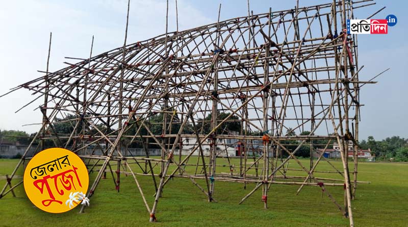Durga Puja 2021: Theme of this puja mandap of Memari, Burdwan is 'Khela Hobe' | Sangbad Pratidin