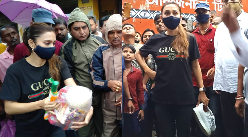 Actress-MP Mimi Chakraborty visits water locked Bhangar after heavy rain at Bengal | Sangbad Pratidin