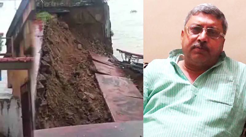 A part of appartment of TMC MP Kalyan Banerjee collapsed due to heavy rain at Serampore | Sangbad Pratidin