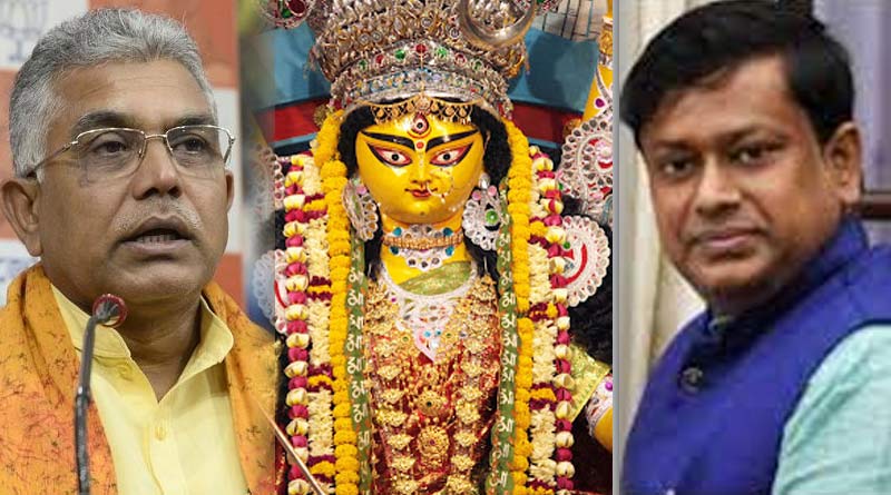Conflict between Sukanta Majumder and Dilip Ghosh over Durga Puja | Sangbad Pratidin