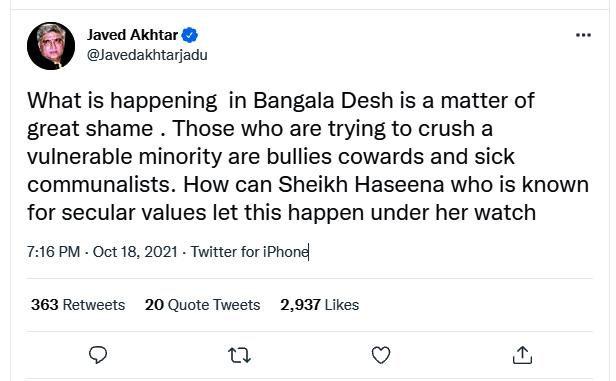 Javed-Akhtar tweet