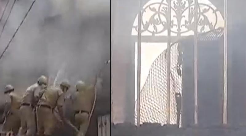 A part of the building collapsed due to massive fire at Kolutola Street | Sangbad Pratidin