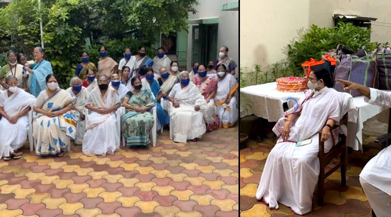 Durga Puja 2021: CM Mamata Banerjee meets old residents of Nabanir after inauguration of pujas | Sangbad Pratidin