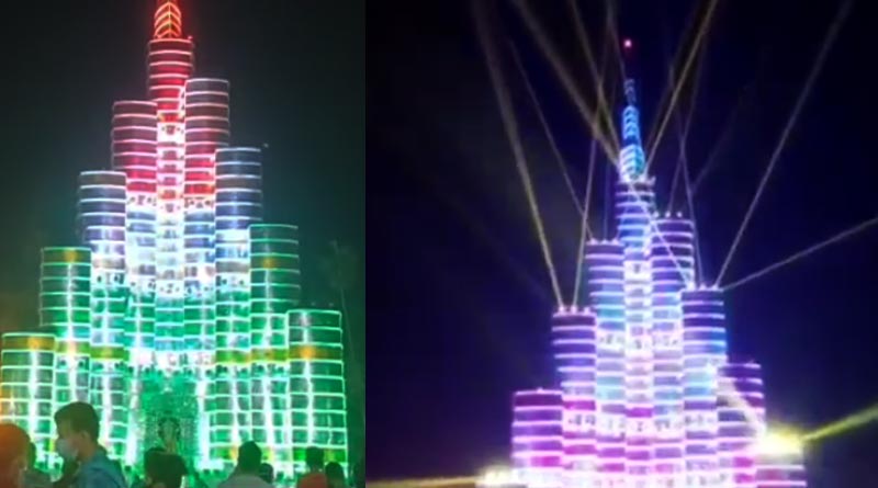 Jalpaiguri Kali Puja pandal replicates iconic Burj Khalifa tower | Sangbad Pratidin