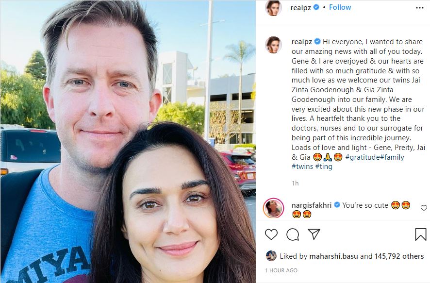 Preity zinta instagram Post