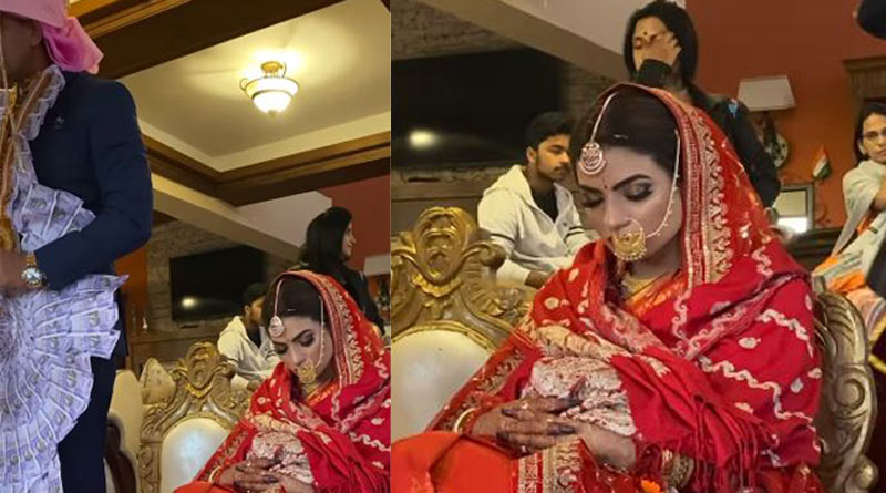 Adorable viral video showing desi bride dozing off while her wedding was still going on। Sangbad Pratidin