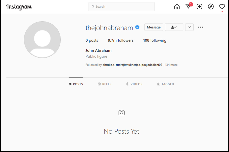 John Instagram account