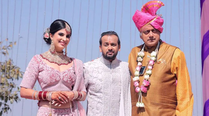 Neizen confused MP Shashi Tharoor with the groom in a photo। Sangbad Pratidin