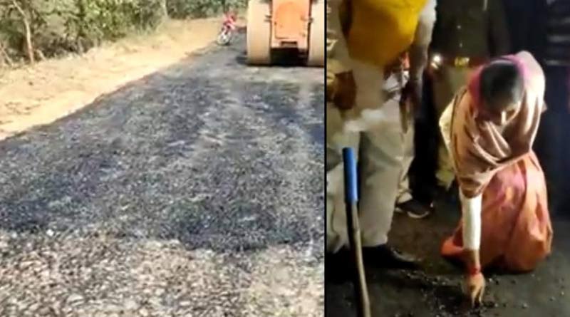Instead of coconut, new UP Road cracked whie inauguration, BJP MLA gets angry | Sangbad Pratidin