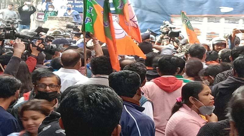 Clash broke out between BJP worker and Police | Sangbad Pratidin