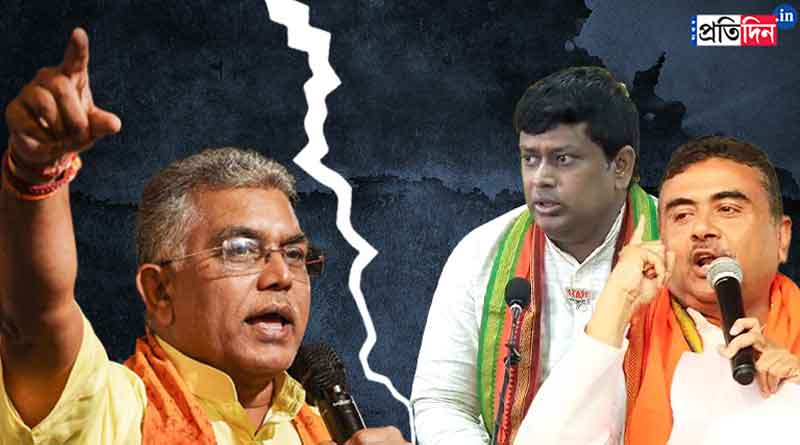 BJP MLA Sukanta Majumdar and MLA Suvendu Adhikari allegedly complaint against DIlip Ghosh for sabotage | Sangbad Pratidin
