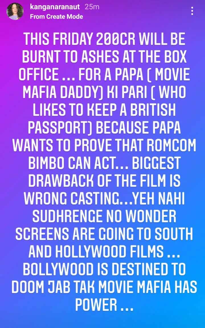 Kangana Insta Post