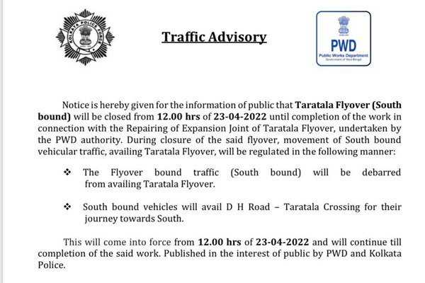 Taratala Flyover Notice
