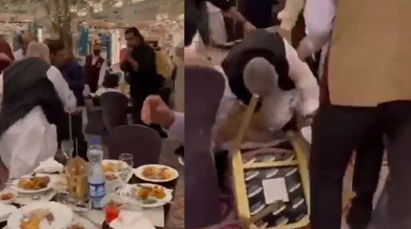 Clash between the supporters of Imran Khan and Shehbaz Sharif, throw food at each other, video goes viral | Sangbad Pratidin
