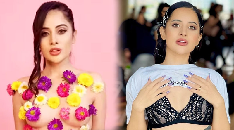 Urfi Javed covers her body with just flowers, watch video | Sangbad Pratidin