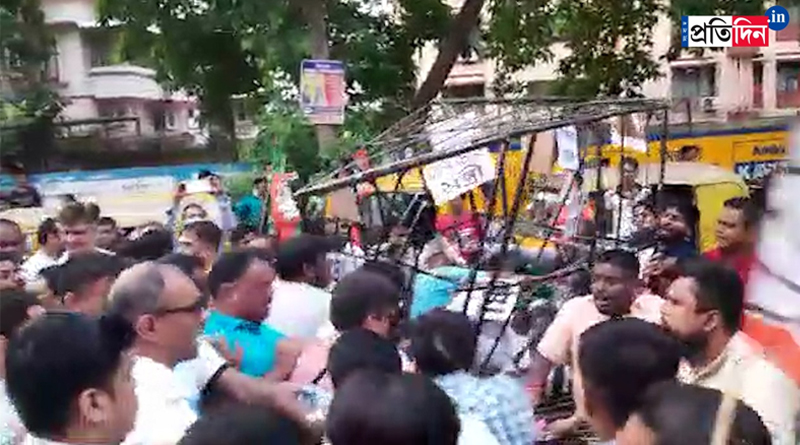 Clashes between BJP workers and Police at Jadavpur | Sangbad Pratidin