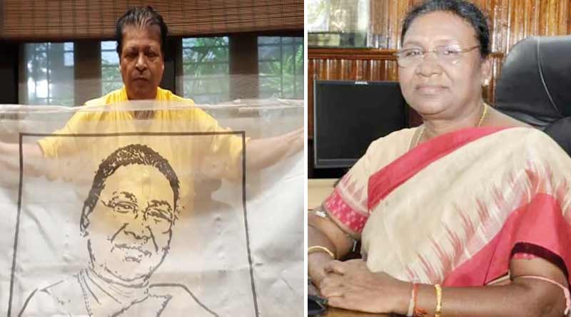 Bengali textile artist made Draupadi Murmu portrait with special threadwork on Jamdani saree । Sangbad Pratidin