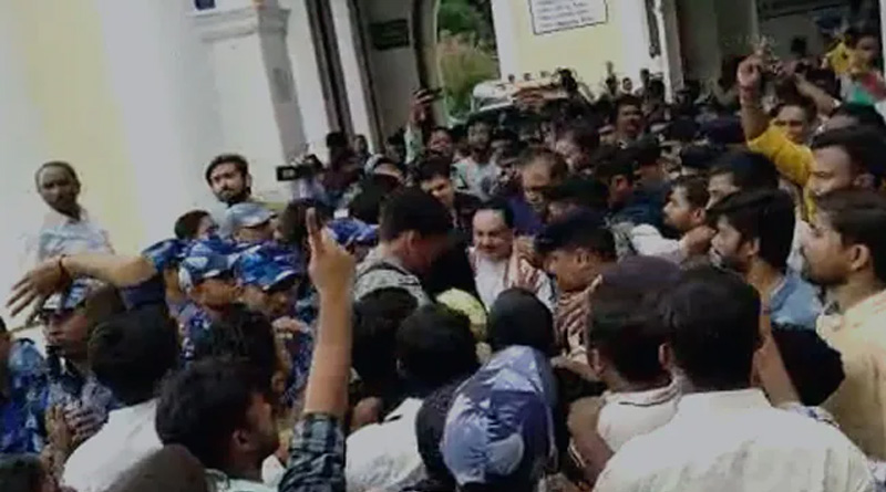 BJP Chief JP Nadda Faces Students' Protest In Patna Collage | Sangbad Pratidin